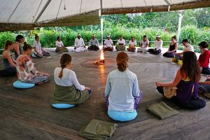 Bali Silent Retreat - Agnihotra ceremony with staff